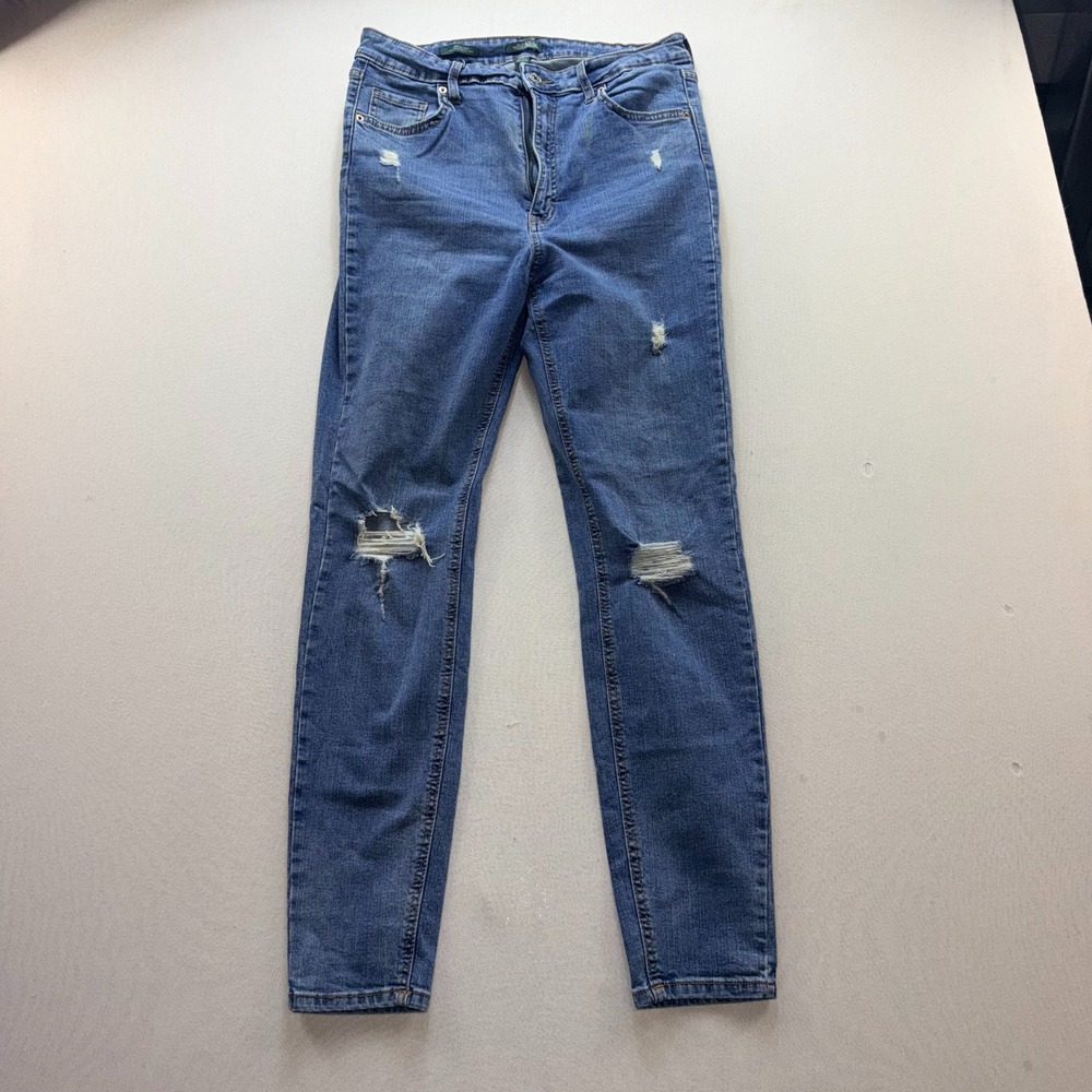Wild Fable Skinny Jeans Womens 12 Blue‎ Distressed High Rise Ripped Knee